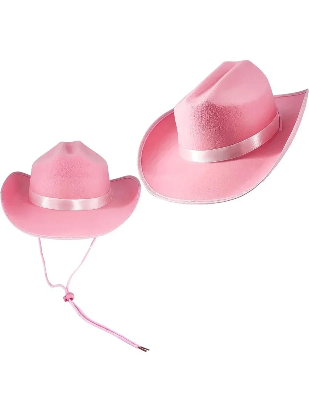 Kids Pink Fabric Felt Costume Strap Western Cowboy Hat 22 Circumference